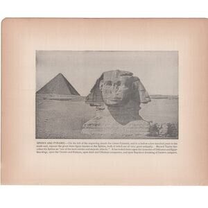 Sphinx & Pyramid / Tombs of James & Zachariah Jerusalem Bible Print Antique